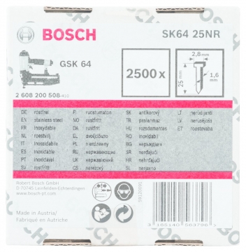 Bosch GSK 64 Çivisi 25 mm 2500li Paslanmaz