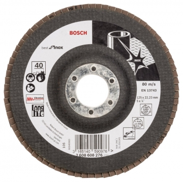 Bosch 125 mm 40 K Best for Inox Flap Disk